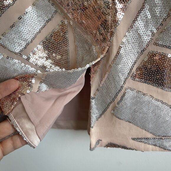 Vince Camuto 14 Sequins Cocktail Party Sheath Dress Silver Rose Gold Holiday - Picture 8 of 15